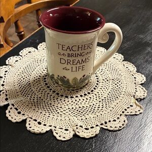 Grasslands Road Teacher Mug - Cream and Burgundy